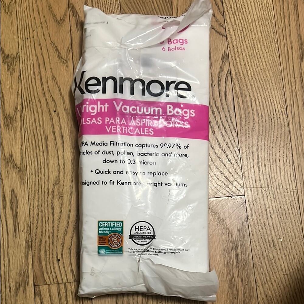 KENMORE UPRIGHT VACUUM BAGS 6 PACKS HEPA MEDIA FILTRATION STYLE O REPLACES 50690